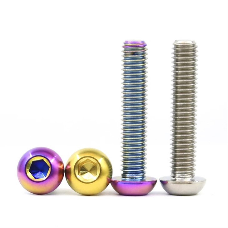 M3 M4 X 8mm 10mm 12mm 16mm 20mm 25mm ISO7380 Metric Round Head Allen Screw Burnt Blue Titanium suppliers